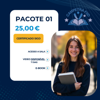 PACOTE 01- 25,00€ (Certificado + Ebook + Vídeo disponível por 7 dias)